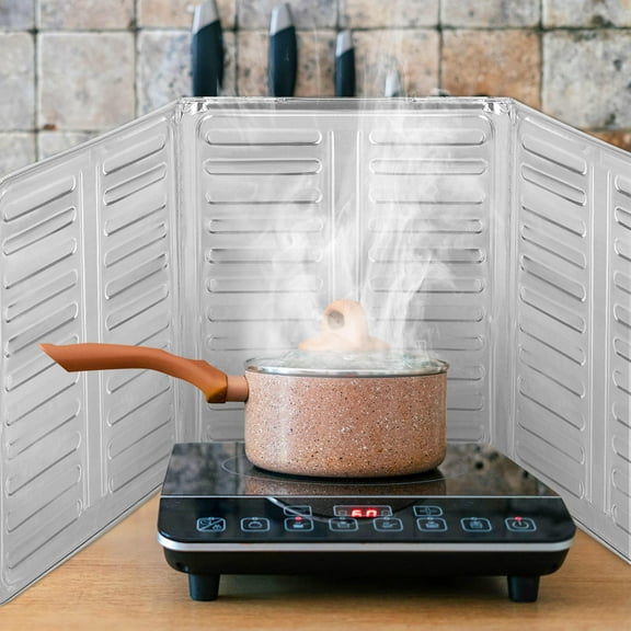 HOOWIFFY Silver Aluminum Foil Guard Anti Splatter Kitchen Tool for Home Users 1Pcs