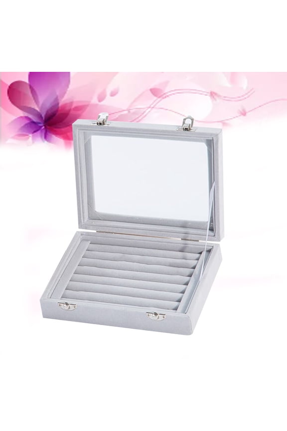 Grey Wooden Jewelry Box Organizer with Lid - Elegant and Stylish Storage Solution for Home Accessories