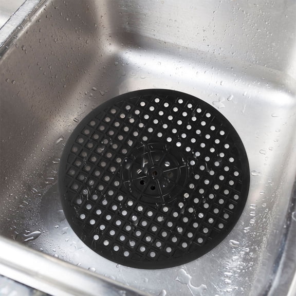 HOOWIFFY Black Rubber Kitchen Sink Mat Round Silicone Dish Drying Protector Pad