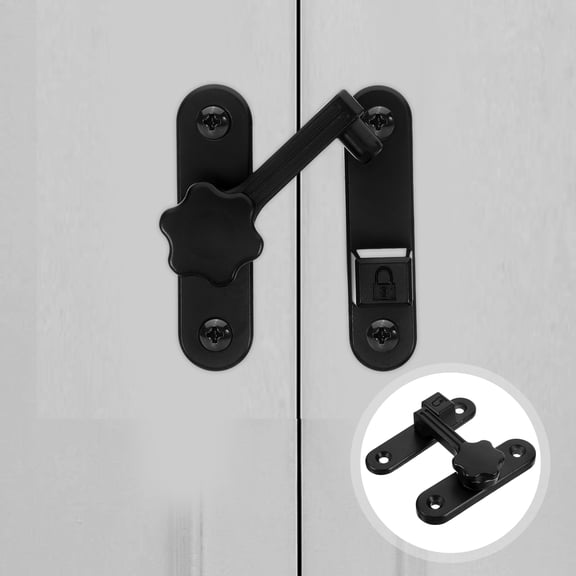 HOOWIFFY Sleek Black Door Lock Latch for Hotel Guests and Families 2.95X2.40X0.79in 1Pack
