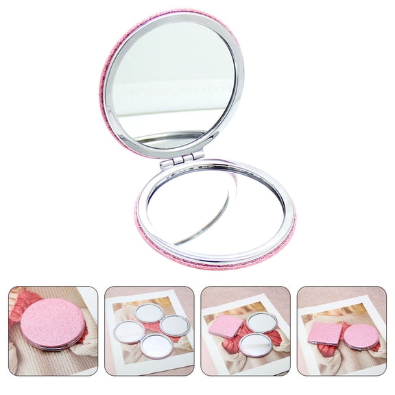 HOOWIFFY Small Pink Folding Makeup Mirror Compact Lightweight Pocket Mirror for Daily Carry