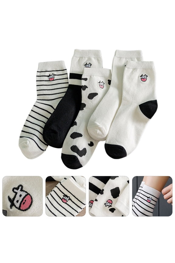 5 Pairs Women's Cotton Socks Fashionable Comfortable Breathable Easy to Clean