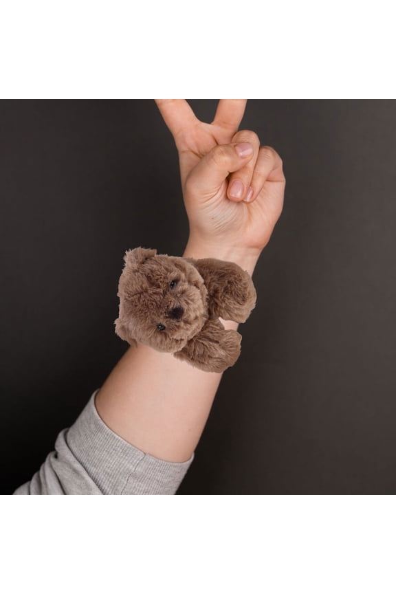 Soft Plush Animal Snap Bracelet Brown Wristband Easy to Wear Decorative Wristband