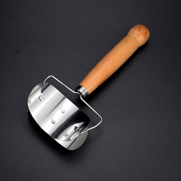 HOOWIFFY 2Pcs Kitchen Dumpling Wrapper Cutter Stainless Steel and Wood for Cooking