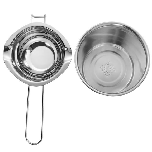 HOOWIFFY Stainless Steel Chocolate Melting Pot with Handle and Double Pour Spouts, 2 Pieces