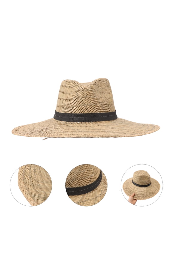 Wide Brim Straw Hat Khaki Breathable Comfort for Outdoor Activities