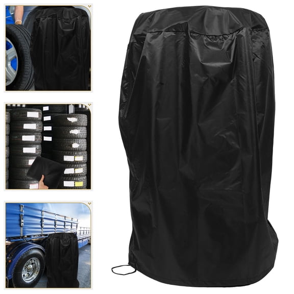 HOOWIFFY Tire Stack Cover Black 420D Oxford Fabric Heavy Duty Storage Cover for Camping Travel 1 Set