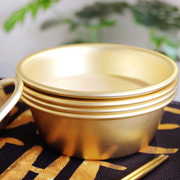 HOOWIFFY Korean Style Kitchen Wine Bowl in Plated Gold for Soup Rice and Pickle Serving