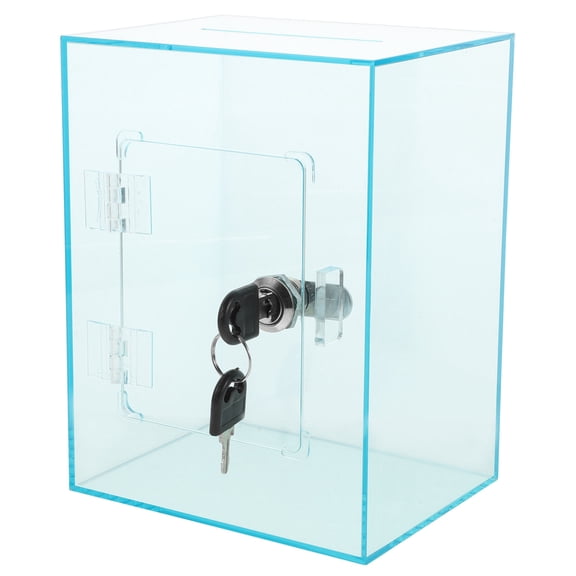 HOOWIFFY Stylish Acrylic Donation Box with Lock for Money and Suggestions