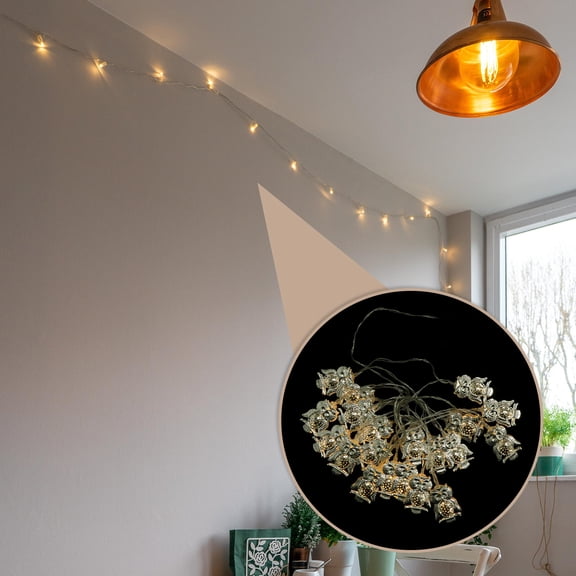 HOOWIFFY Transparent Owl Design Lamp String Battery Operated Decorative Lights for Relaxed Home Atmosphere