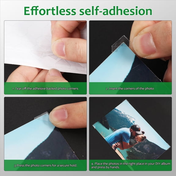 HOOWIFFY Transparent Photo Corners PVC Self Adhesive for Picture Mounting Scrapbook Crafts
