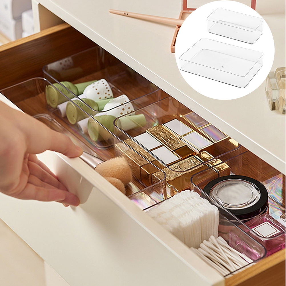 HOOWIFFY 2-Pack Clear Plastic Drawer Organizers for Kitchen, Office, Closet Storage and Home Organization Solutions