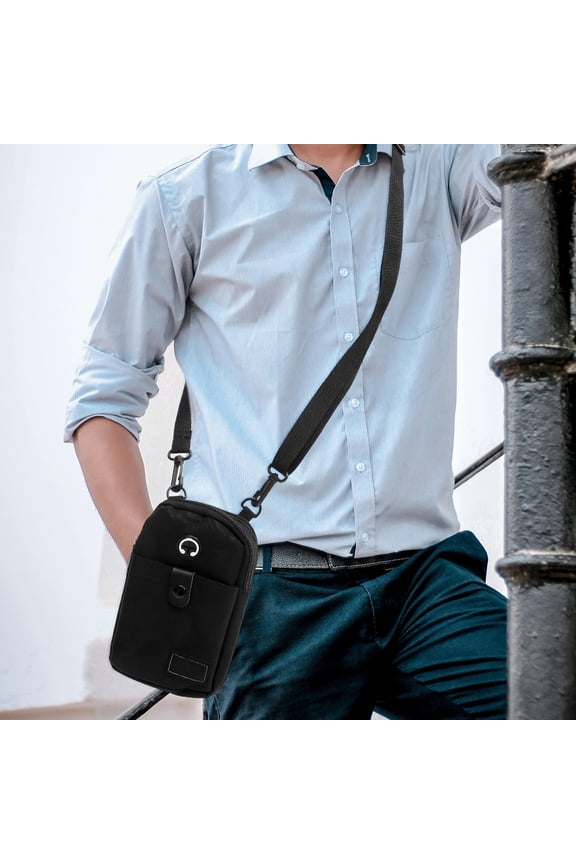 Multi Functional Grey Phone Bag for Man Lightweight Crossbody Shoulder Pouch