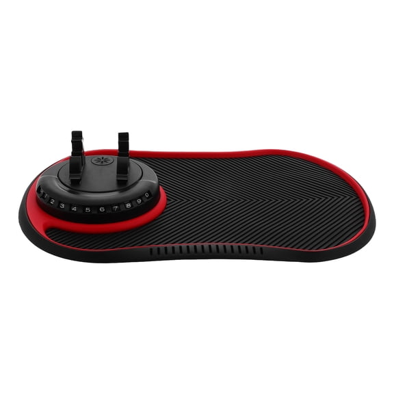 HOOWIFFY Universal Car Dashboard Organizer Red PVC Mat with Anti Skid Phone Mount and Storage Tray