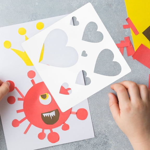 HOOWIFFY Reusable Heart Paint Stencil for Crafting Home Decoration White Material