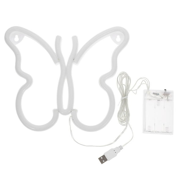 HOOWIFFY Violet Creative Butterflies Shaped Neon Sign with Unique Lighting Effects for Home Decor 7.8 Inches