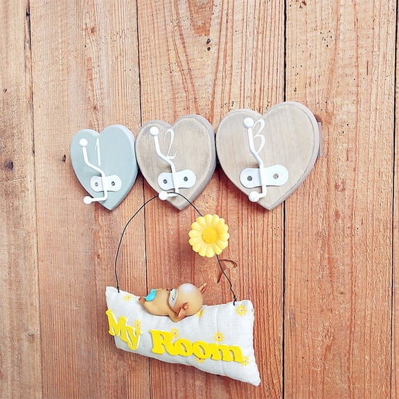 HOOWIFFY Wall Mounted Wooden Hook Rack for Hanging Coats Hats and Keys with Assorted Colors