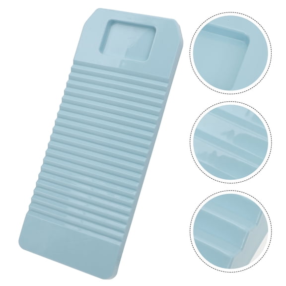 HOOWIFFY Sky Blue Plastic Clothes Washboard with Wavy Scrubbing Surface for Home Laundry