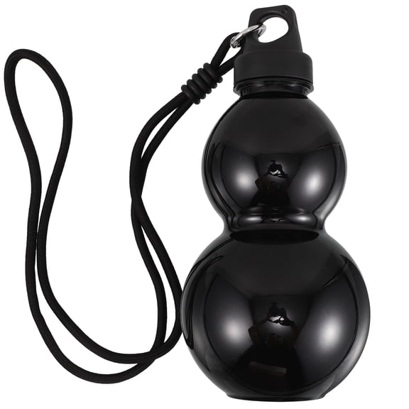 HOOWIFFY Black Gourd Shaped Water Bottle Large Capacity Portable Fitness Hydration Jug with Strap for Outdoor Sports