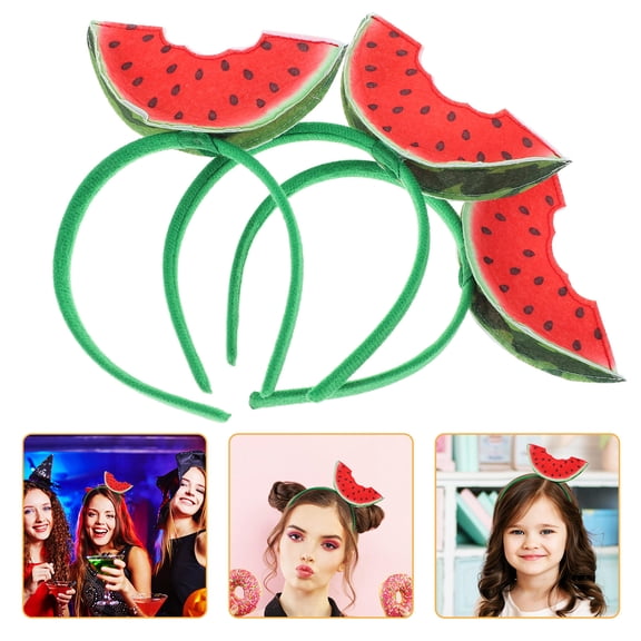 HOOWIFFY Watermelon Headbands for Kids and Adults, Soft Cloth Material, 3 Pieces, Fun Party Accessories for Christmas and Everyday