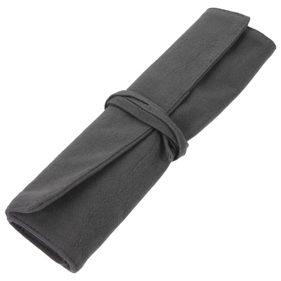 HOOWIFFY Dark Grey Linen Cutlery Roll Bag Portable Tableware Holder for Outdoor Dining and Storage