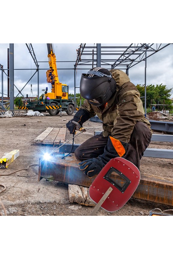 Red Handheld Welding Tool with High Clarity Protective Lens for Safe, Comfortable and Precise Home Welding Projects