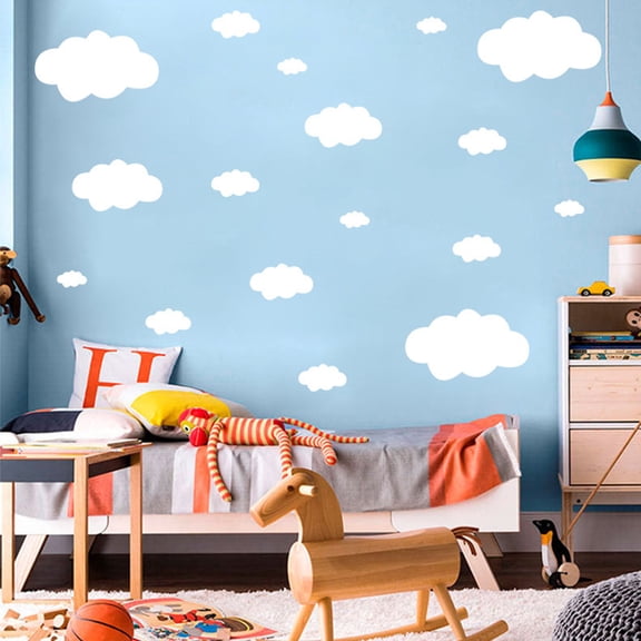 HOOWIFFY White PVC Cloud Wall Sticker for Bedroom and Living Room Decoration