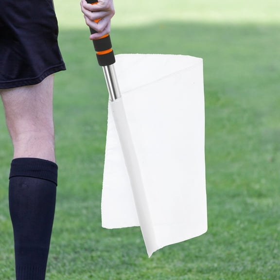 HOOWIFFY White Handheld Signal Flag for Referee and Traffic Use with Anti Skid Handle for Festivals and Sports Events