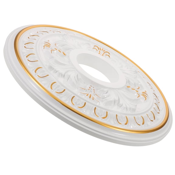 HOOWIFFY White Decorative Plaster Ceiling Medallion Cover Plate for Ceiling Light Fixture Replacement and Home Decor