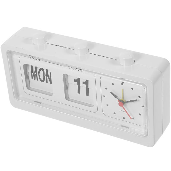 HOOWIFFY Manual Date Week Time Display Clock White for Home Use with Alarm and Simple Design
