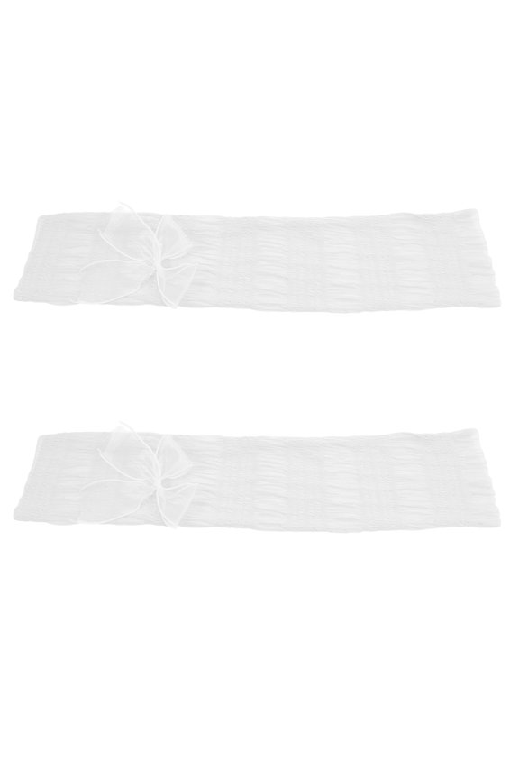 White Polyester UV Arm Sleeves for Women's with Bowknot Breathable Sun Protection for Outdoor Sports