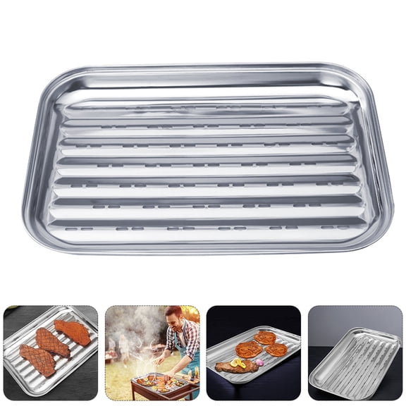 HOOWIFFY Stainless Steel Frying Pan White Color with Textured Surface for Baking and Barbecue Use