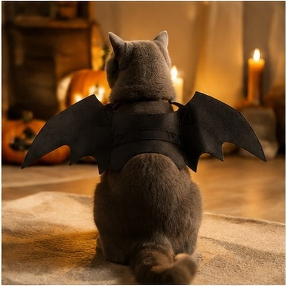 HOOWIFFY Wings for Cats Costume Black Felt Cosplay Wing for Pets 1 Set