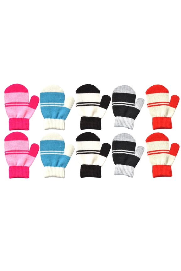 5 Pairs Assorted Color Knitted Winter Gloves Full Finger Windproof Warm Warmth Mittens for Men Women