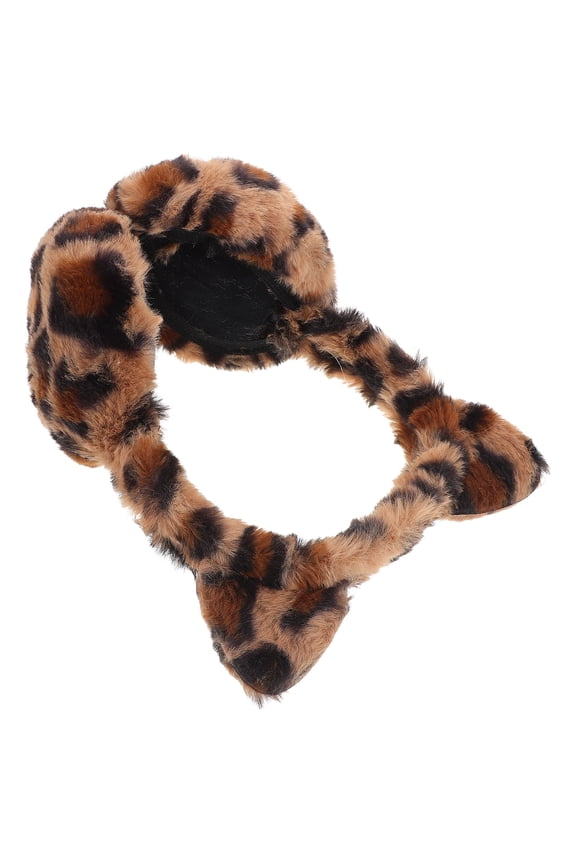 Leopard Print Faux Ear Muffs for Women, Warm Winter Outdoor Accessories, 1 Set