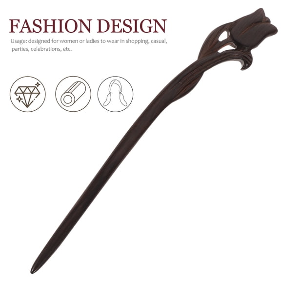 HOOWIFFY Women Hair Sticks Hair Styling Stick Wooden Black 1Pack for Shopping