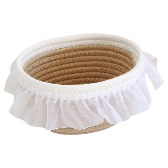 HOOWIFFY Cotton Rope Woven Makeup Brush Holder and Desktop Storage Basket for Home Organization