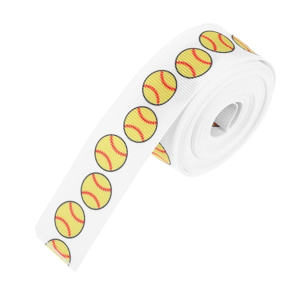 HOOWIFFY Yellow Baseball Ribbon Grosgrain for Sports Themed Party Decorations and Craft Wrapping