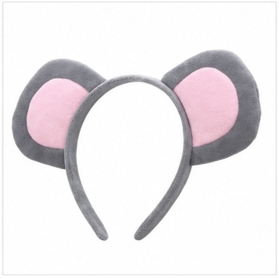HOOWIFFY cute mouse ears headband Grey fabric Performance Props for Teens 1Set