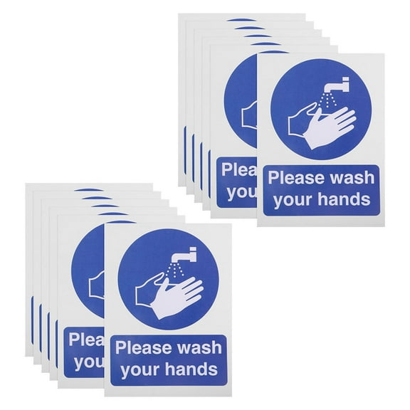 HOOWIFFY Hand Wash Stickers Assorted Color Minimalist Design for Bathrooms 12Pcs