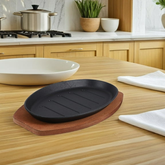 HOOWIFFY Cast Iron Steak Plate for Home with Even Heat Distribution and Grill Marks