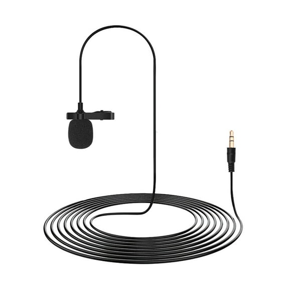HOOWIFFY Professional Lavalier Microphone Black Metal and Plastic Wired Mic Compatible with Pocket 2 Gimbal Audio Recording