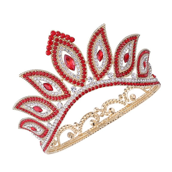 HOOWIFFY Alloy Crown Baroque Round Crown Hair Decor for Wedding Party Women 1PC 5.7*2.8in