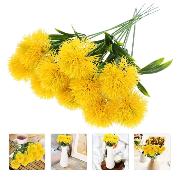 HOOWIFFY10Pcs Simulation Flower Adornment Yellow Faux Dandelions for Wedding and Banquet