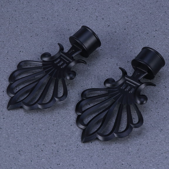 HOOWIFFY1Pair Iron Roman Style Curtain Drapery Rod Ends Black Aluminum Alloy with Strong Support and Shiny Finish