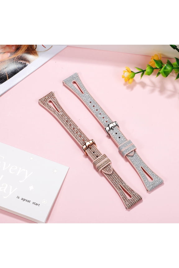 2Pcs Adjustable Glitter Watch Straps with Metal Buckle Breathable Replacement Bands