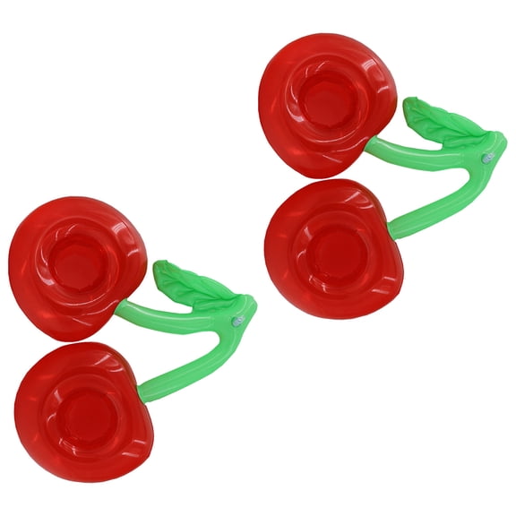 HOOWIFFY2Pcs Creative Red Cherry Inflatable Pool Drink Holder Durable PVC Material