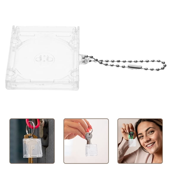 HOOWIFFY 2-Pack Mini CD Case Keychain with Album Cover Design, Sleek Acrylic Key for Everyday Use and