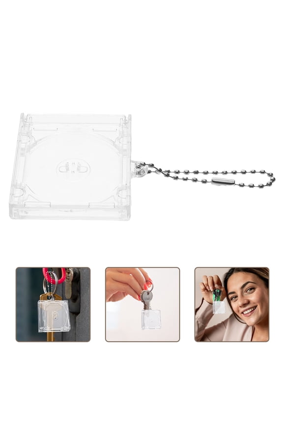 2-Pack Mini CD Case Keychain with Album Cover Design, Sleek Acrylic Key for Everyday Use and