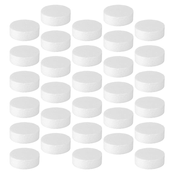 HOOWIFFY 30-Pack White Polystyrene Foam Cylinders for Crafting, Art Projects, Modeling, and Versatile Foam Circles